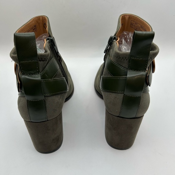 New Vionic Tenley Olive Green Suede Leather Heeled Ankle Booties Square Toe 7 - Picture 9 of 12
